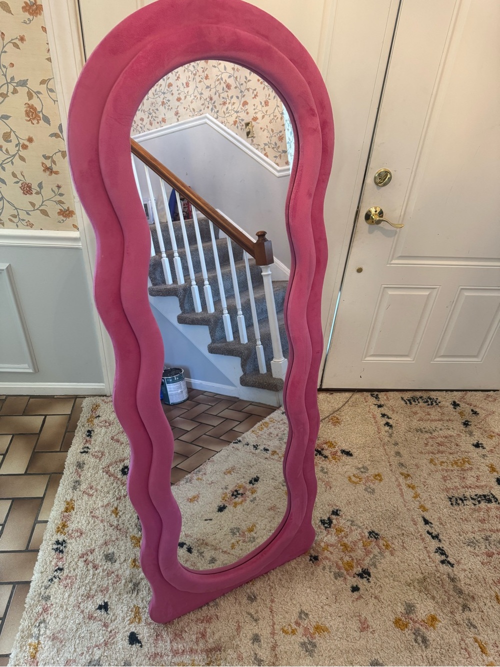 Curvy Pink Full-Length Decorative Wall Mirror
